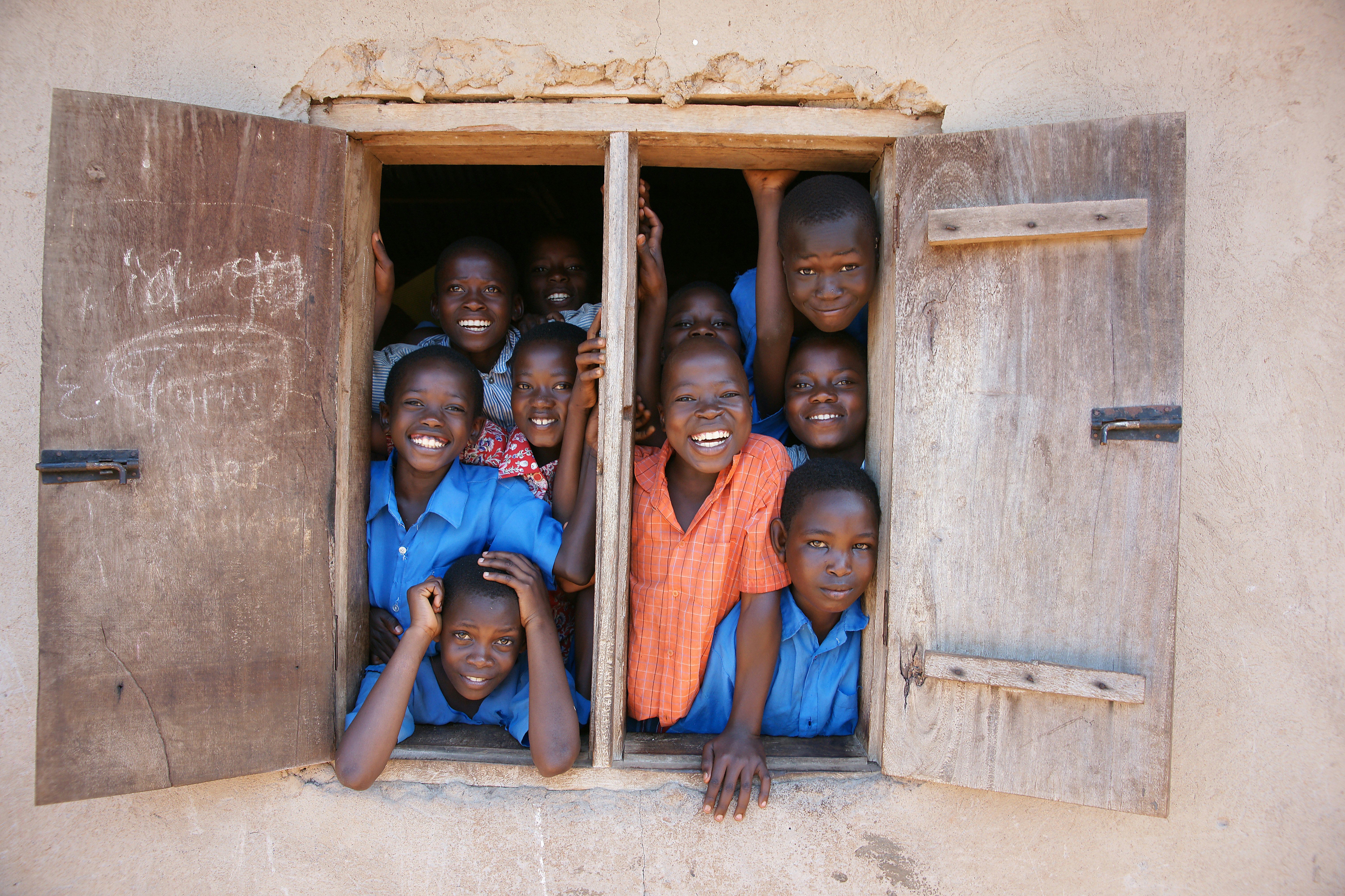Children gathered outdoors